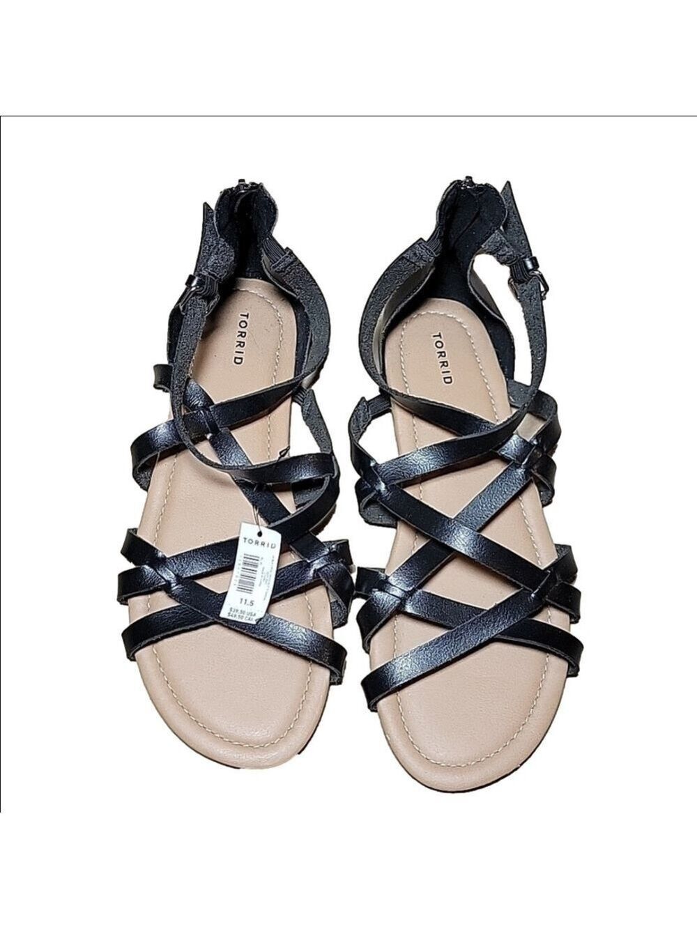 Torrid Black Crisscross Faux Leather Gladiator Sandals Size 11.5 NWT